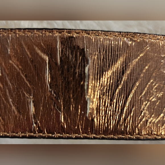 Michael Kors Brown Leather Belt with Gold Buckle Adjustable - Picture 8 of 10